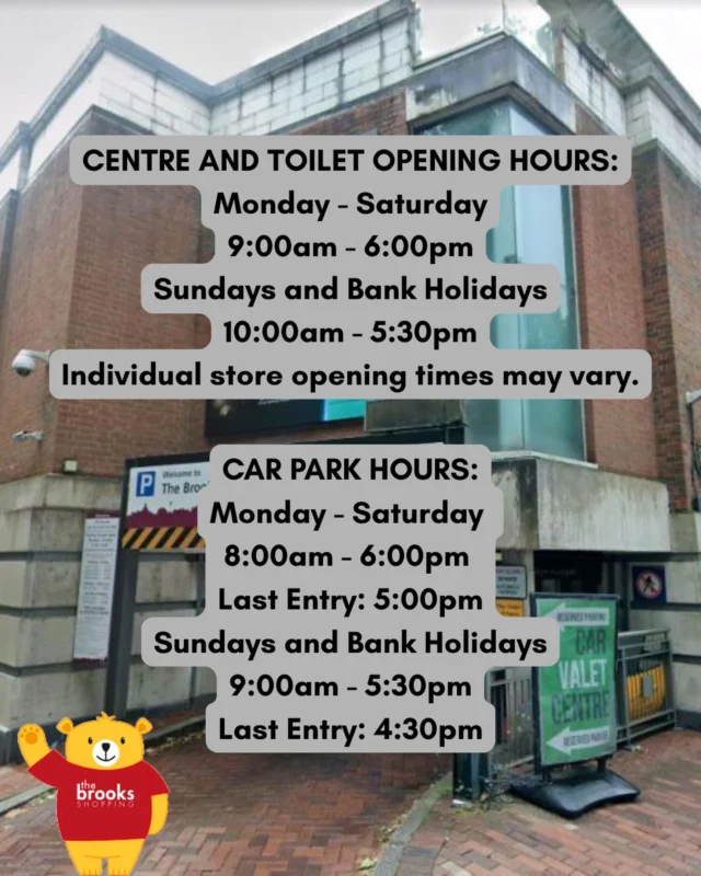 A quick reminder about Centre & Car Park Opening Hours!⬆️⬆️